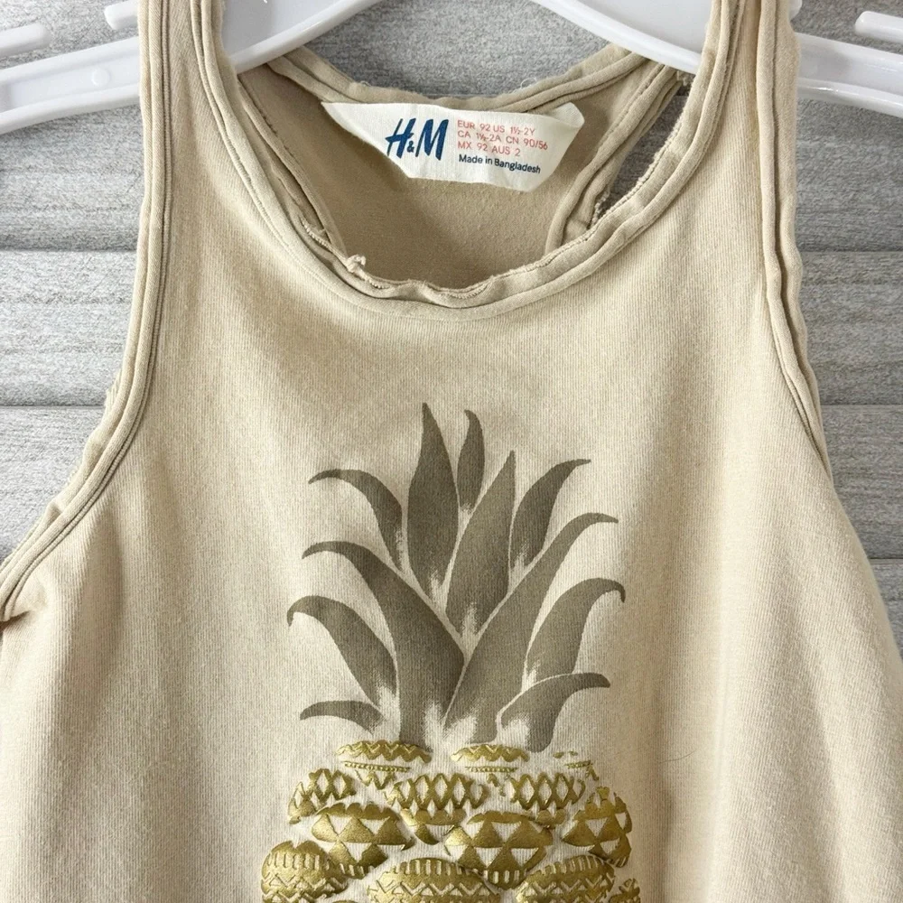 H&M Pineapple 🍍 Raw Edge Tank top. Great Condition. Size 1 1/2- 2 years